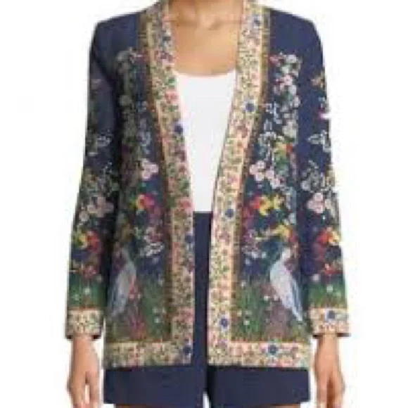 Alice + Olivia linen embroidered blazer size 4 - Picture 9 of 12